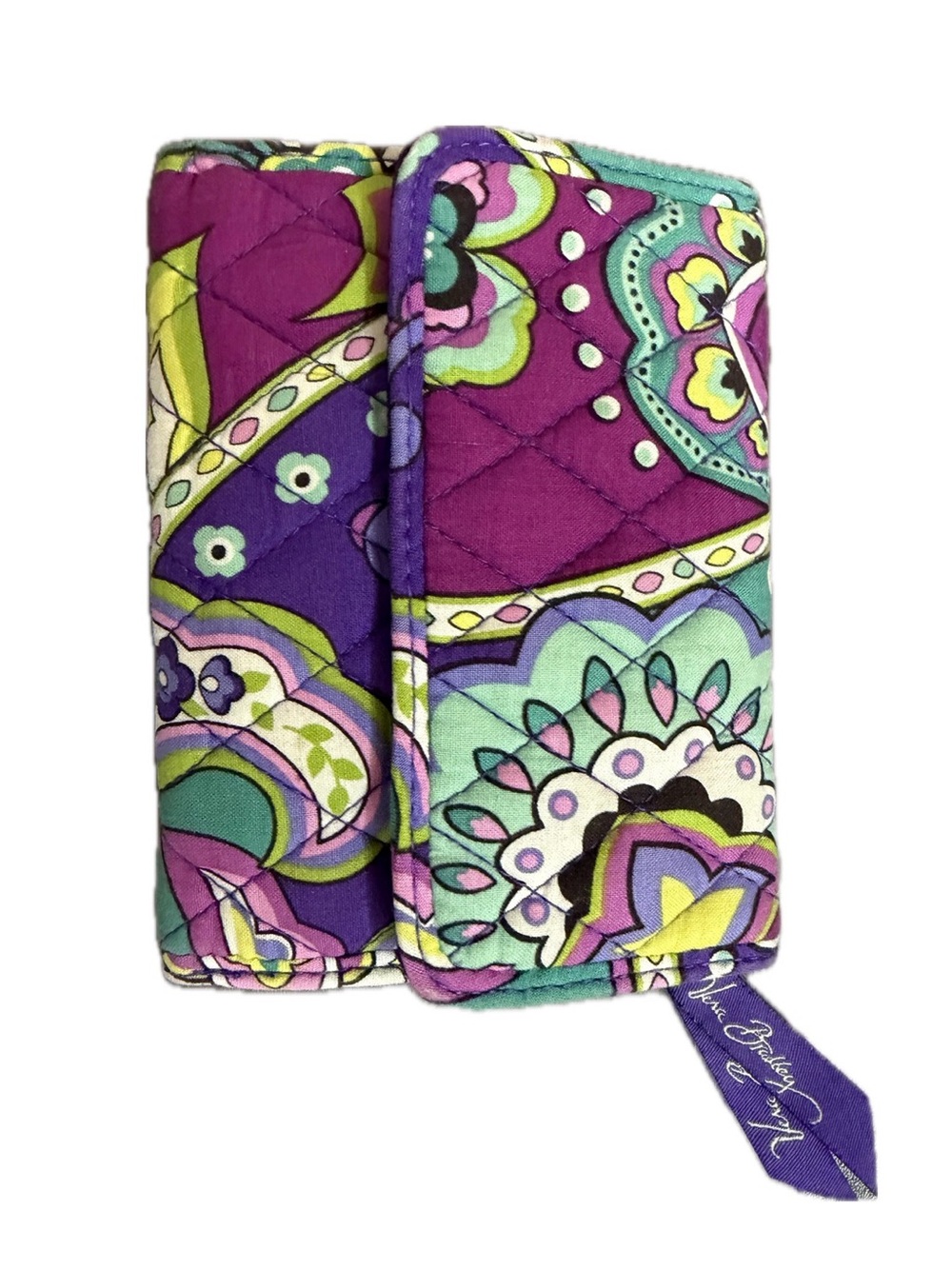 Vera Bradley Quilted Floral Wallet in Purple, Teal & Lime